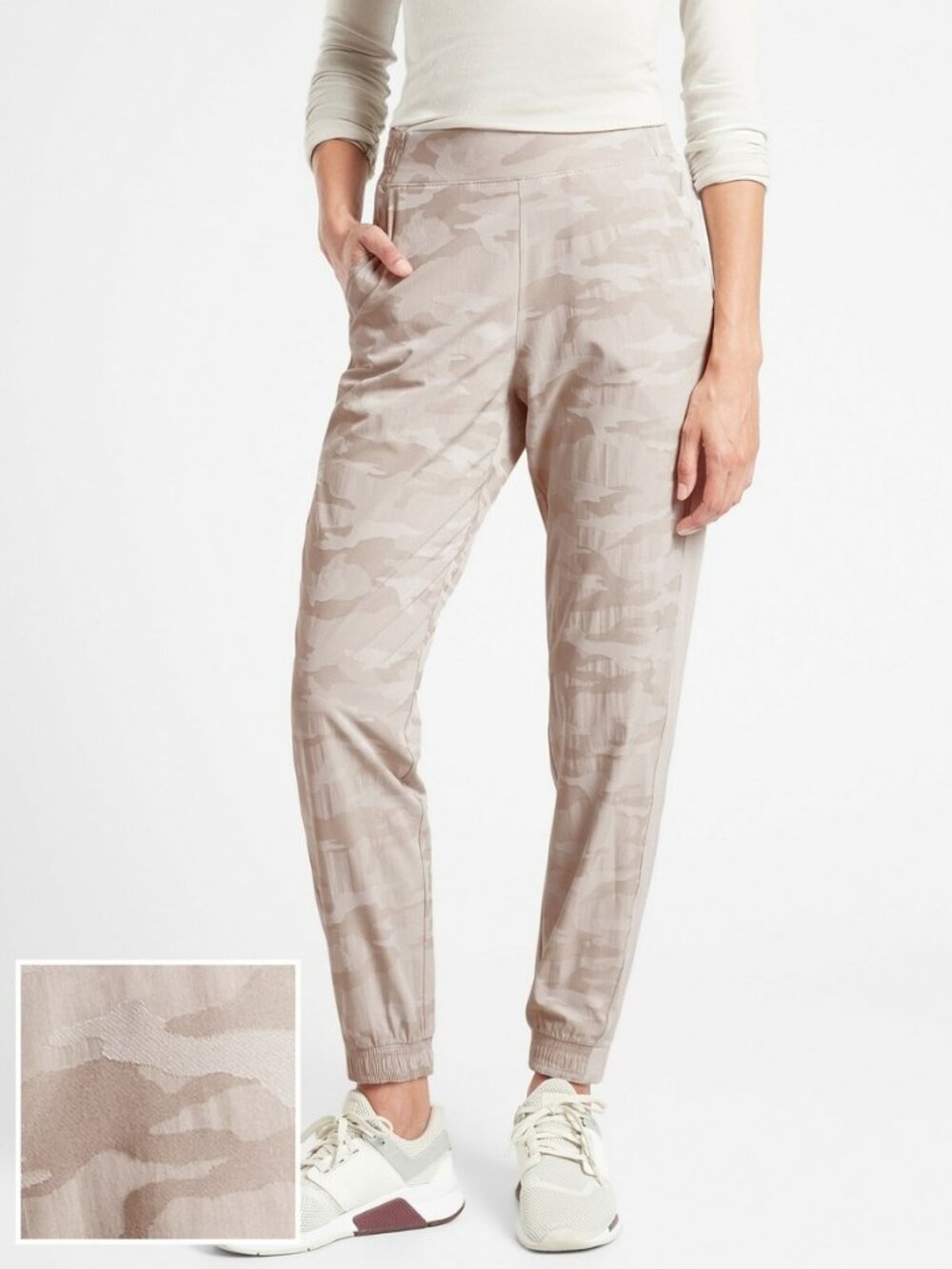 Athleta Textured Brooklyn Jogger Pants Women's 0 Beige Camo Camouflage Lounge